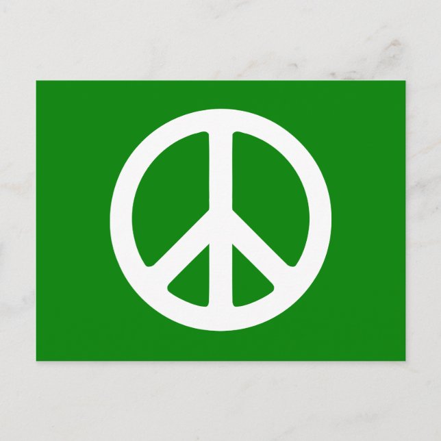 White and Green Peace Symbol Postcard (Front)