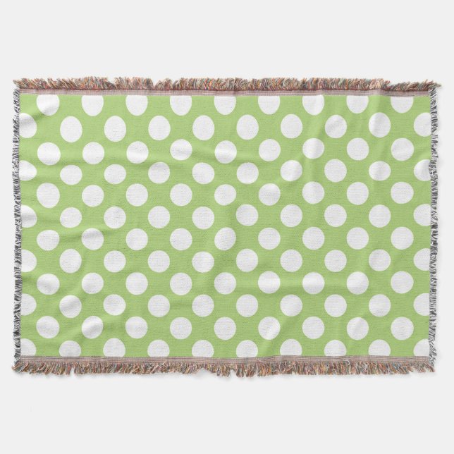 White and green polka dots throw blanket (Front)