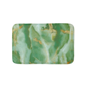 White and green stone texture bath mat