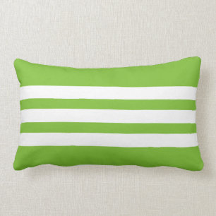 White and Green Triple Stripe Lumbar Pillow