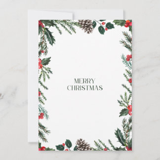White and green watercolor christmas invitation