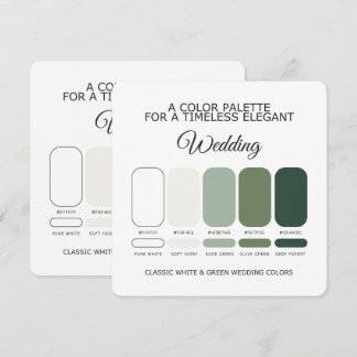White and Green Wedding Colour Palette Card