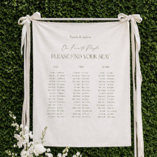 White and Green Wedding Seating Chart Fabric Tapestry