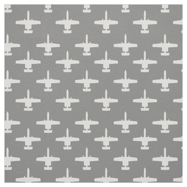 White and Grey A-10 Warthog Attack Jet Pattern Fabric (Swatch)