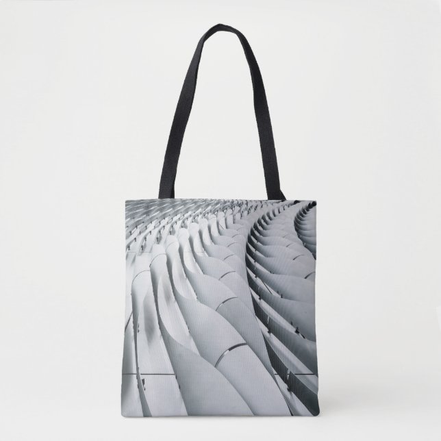 White and grey building structure tote bag (Front)