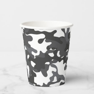 White and Grey Camouflage Paper Cups