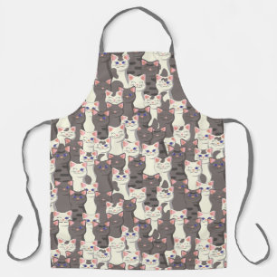 White and grey cats pattern apron
