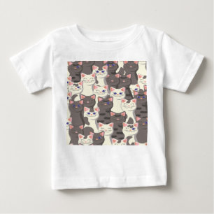 White and grey cats pattern baby T-Shirt