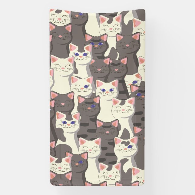 White and grey cats pattern banner (Vertical)