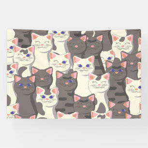 White and grey cats pattern banner