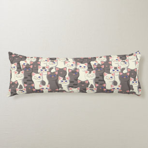 White and grey cats pattern body cushion