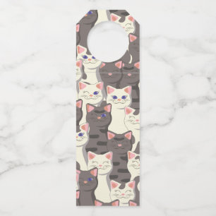 White and grey cats pattern bottle tag