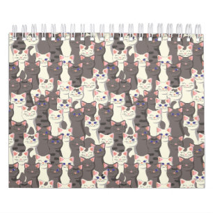 White and grey cats pattern calendar