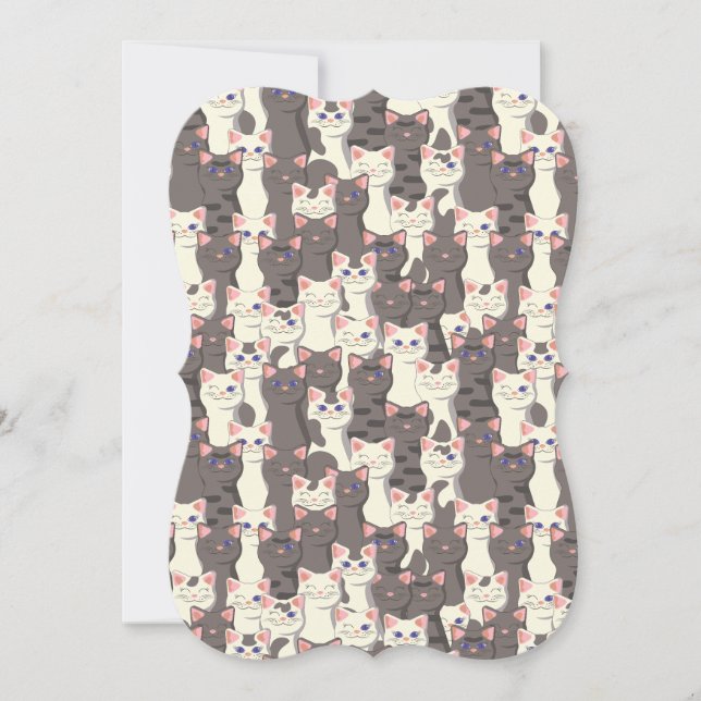 White and grey cats pattern card (Front)