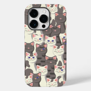 White and grey cats pattern Case-Mate iPhone 14 pro case
