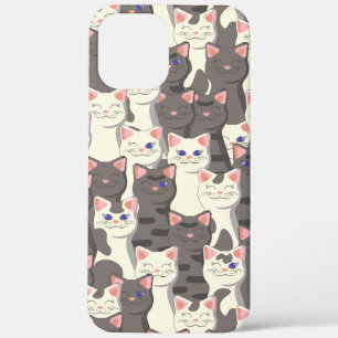 White and grey cats pattern iPhone 12 pro max case