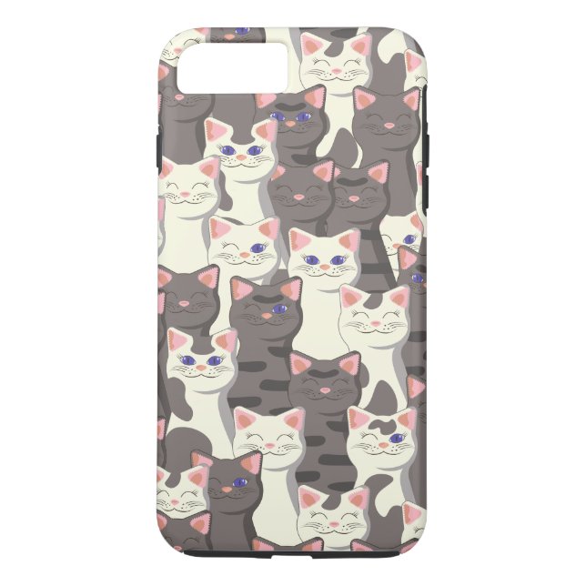 White and grey cats pattern Case-Mate iPhone case (Back)