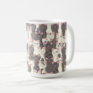 White and grey cats pattern coffee mug