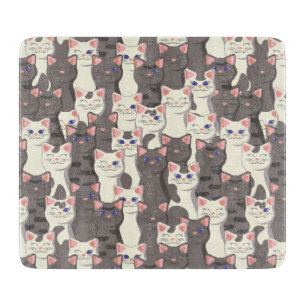 White and grey cats pattern cutting board