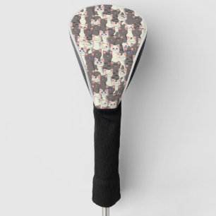 White and grey cats pattern golf head cover