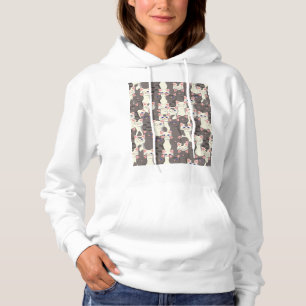 White and grey cats pattern hoodie
