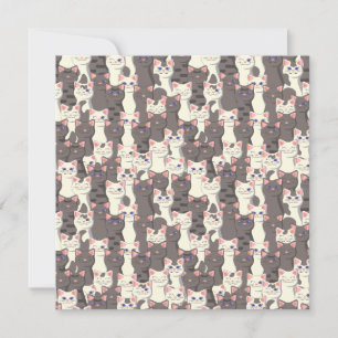 White and grey cats pattern invitation