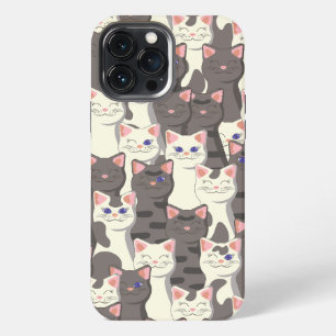 White and grey cats pattern iPhone 13 pro max case