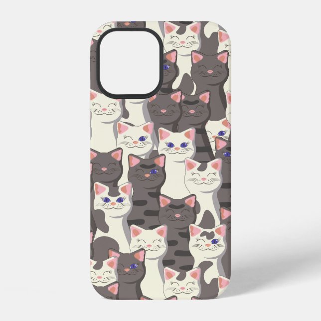 White and grey cats pattern iPhone case (Back)
