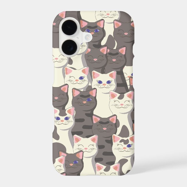 White and grey cats pattern iPhone case (Back)