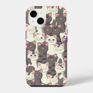 White and grey cats pattern iPhone 14 case