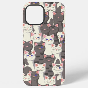 White and grey cats pattern iPhone 12 pro max case