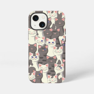 White and grey cats pattern iPhone 13 mini case