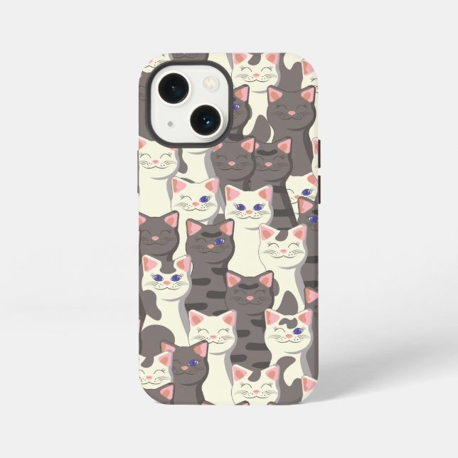 White and grey cats pattern iPhone case (Back)