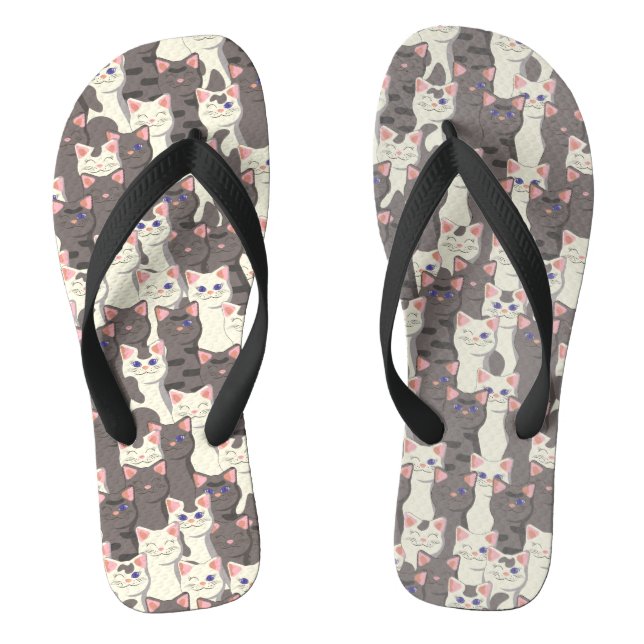 White and grey cats pattern jandals (Footbed)