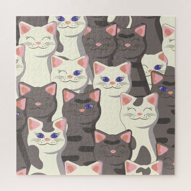 White and grey cats pattern jigsaw puzzle (Vertical)