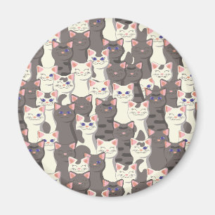 White and grey cats pattern magnet