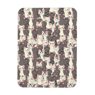 White and grey cats pattern magnet