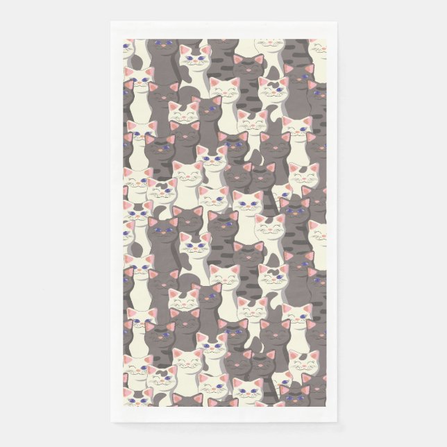 White and grey cats pattern napkin (Front)