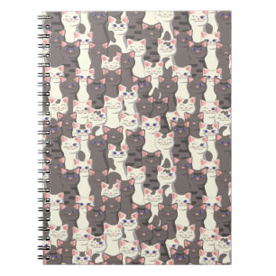 White and grey cats pattern notebook