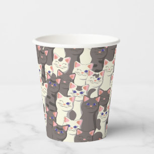 White and grey cats pattern paper cups