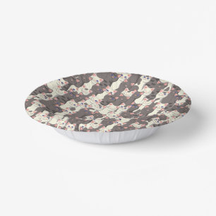 White and grey cats pattern paper plate
