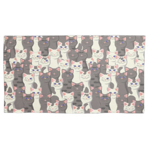 White and grey cats pattern pillowcase