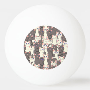 White and grey cats pattern ping pong ball