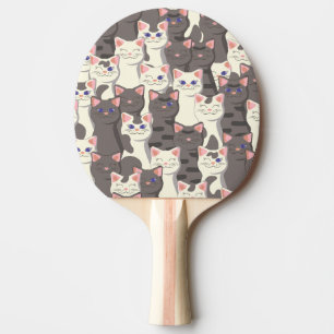 White and grey cats pattern ping pong paddle