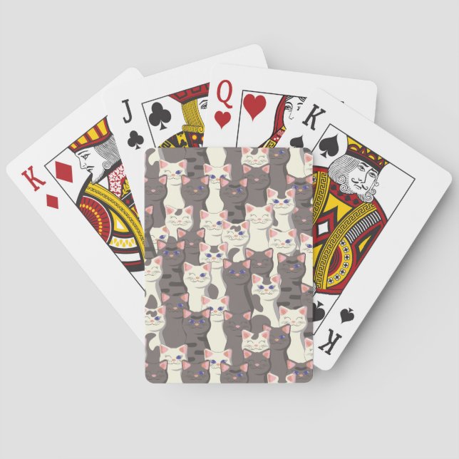 White and grey cats pattern playing cards (Back)