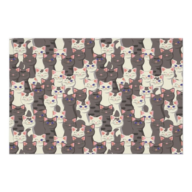 White and grey cats pattern poster (Front)
