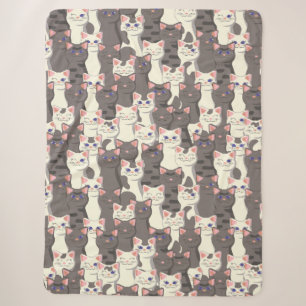 White and grey cats pattern sherpa blanket