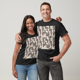 White and grey cats pattern T-Shirt