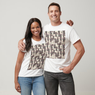White and grey cats pattern T-Shirt