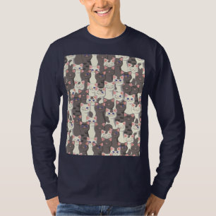 White and grey cats pattern T-Shirt
